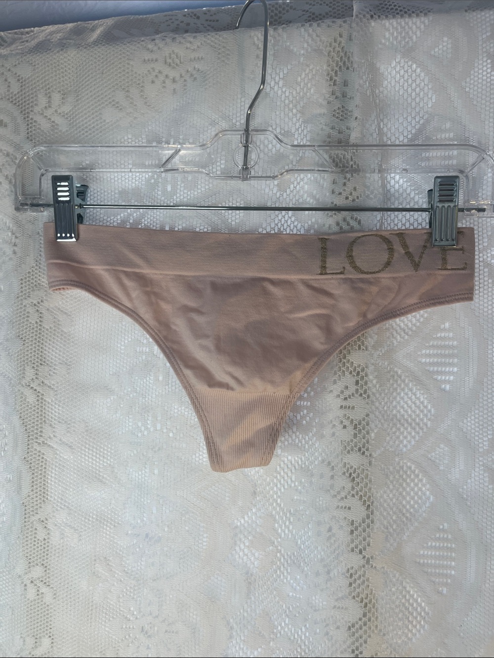 😻5for$15😻 Victoria Secret Thong with 'LOVE' Waistband M